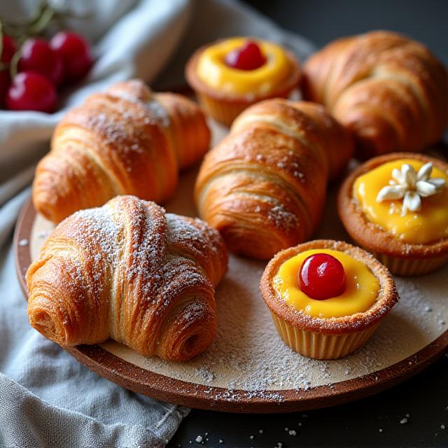 Surtido de pasteles recien horneados