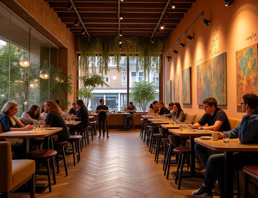 Interior acogedor de Colibrí Café en Madrid